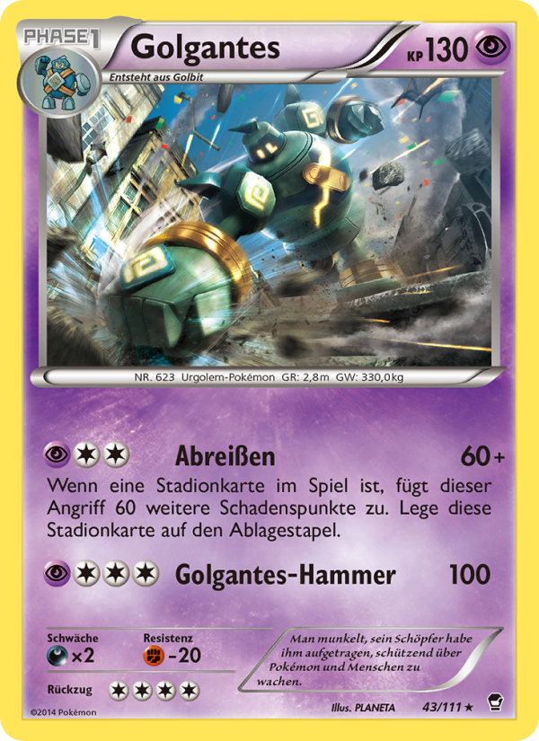 Golgantes 43 — Furious Fists (German Pokémon TCG card)