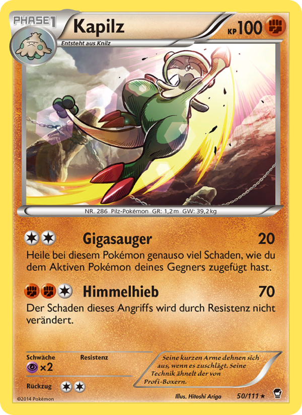 Kapilz 50 — Furious Fists (German Pokémon TCG card)