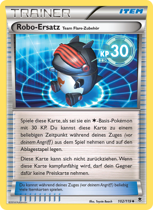 Robo-Ersatz Team Flare-Zubehör 102 — Phantom Forces (German Pokémon TCG card)