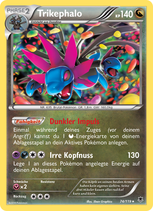 Trikephalo 74 — Phantom Forces (German Pokémon TCG card)