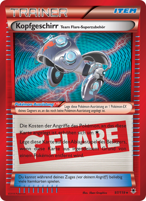 Kopfgeschirr Team Flare-Superzubehör 97 — Phantom Forces (German Pokémon TCG card)