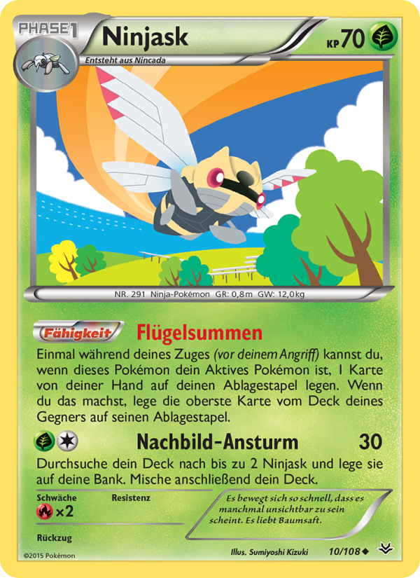 Ninjask 10 — Roaring Skies (German Pokémon TCG card)