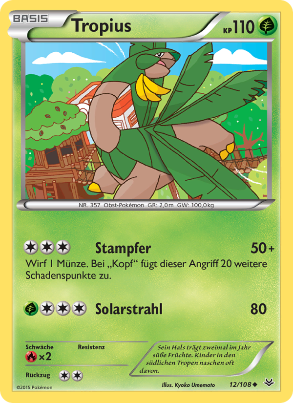 Tropius 12 — Roaring Skies (German Pokémon TCG card)