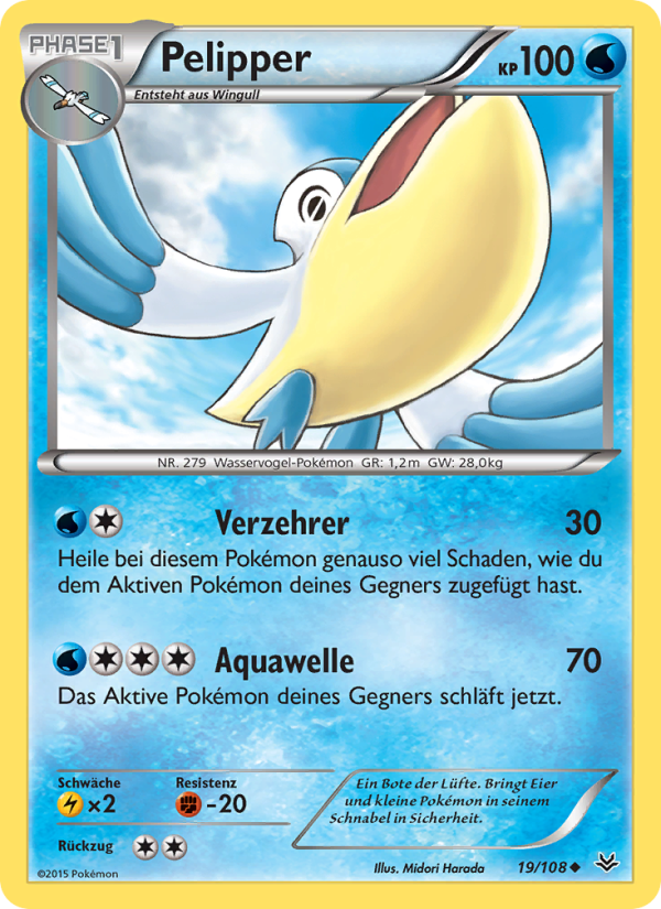 Pelipper 19 — Roaring Skies (German Pokémon TCG card)