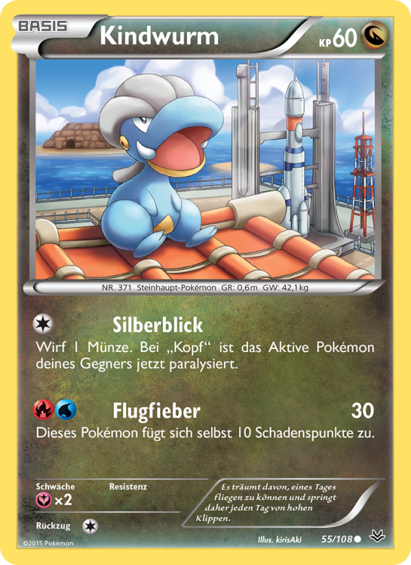 Kindwurm 55 — Roaring Skies (German Pokémon TCG card)