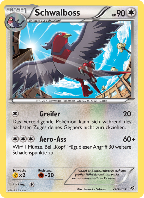 Schwalboss 71 — Roaring Skies (German Pokémon TCG card)