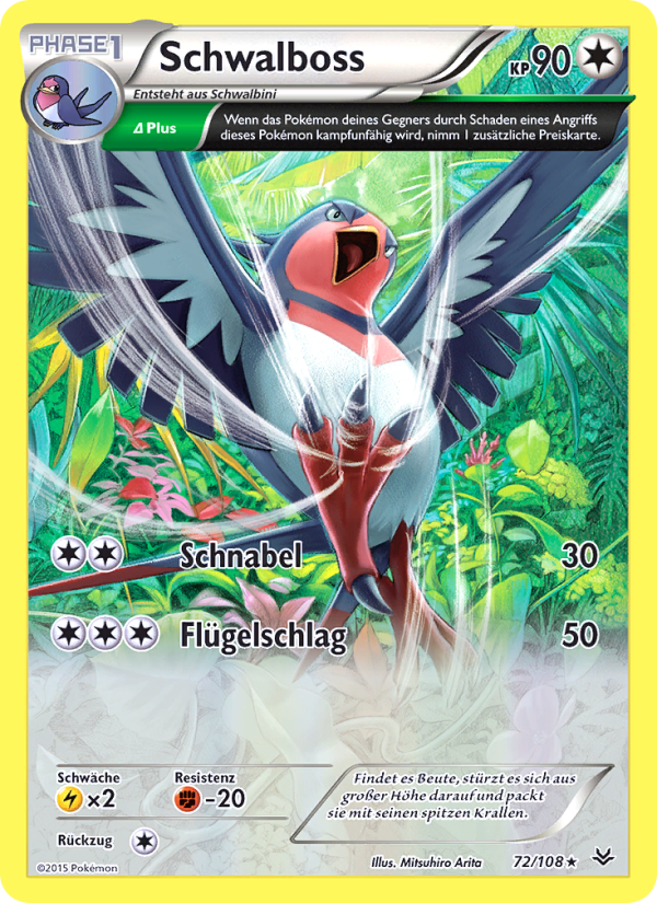Schwalboss 72 — Roaring Skies (German Pokémon TCG card)