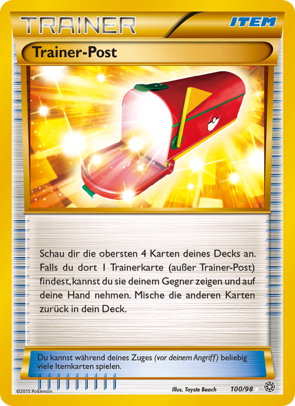 TrainerPost 100 — Ancient Origins (German Pokémon TCG card)