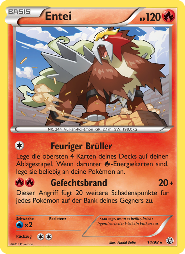 Entei 14 — Ancient Origins (German Pokémon TCG card)
