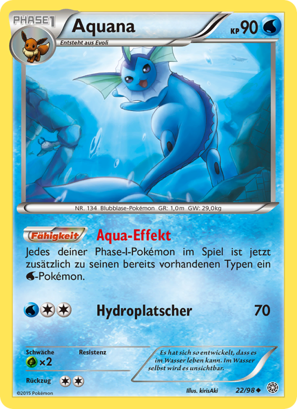 Aquana 22 — Ancient Origins (German Pokémon TCG card)
