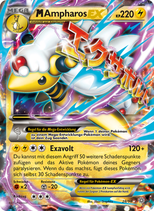 M-Ampharos EX 28 — Ancient Origins (German Pokémon TCG card)