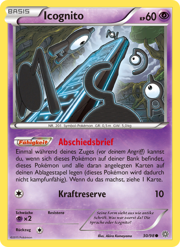 Icognito 30 — Ancient Origins (German Pokémon TCG card)