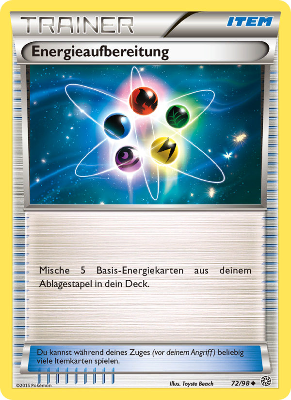 Energieaufbereitung 72 — Ancient Origins (German Pokémon TCG card)