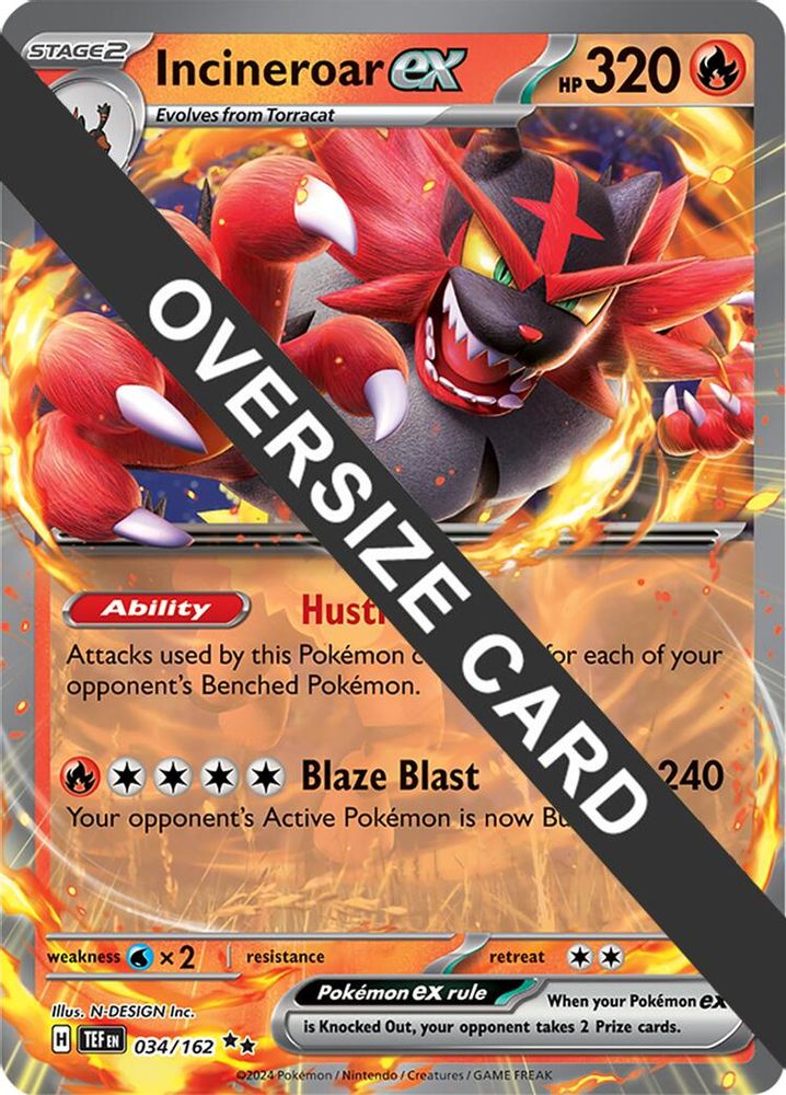Incineroar ex - 034/162 034/162 — Jumbo Cards (English Pokémon TCG card)