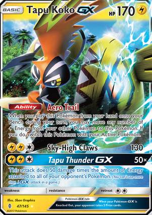 Tapu Koko GX - 47/145 047/145 — Jumbo Cards (English Pokémon TCG card)