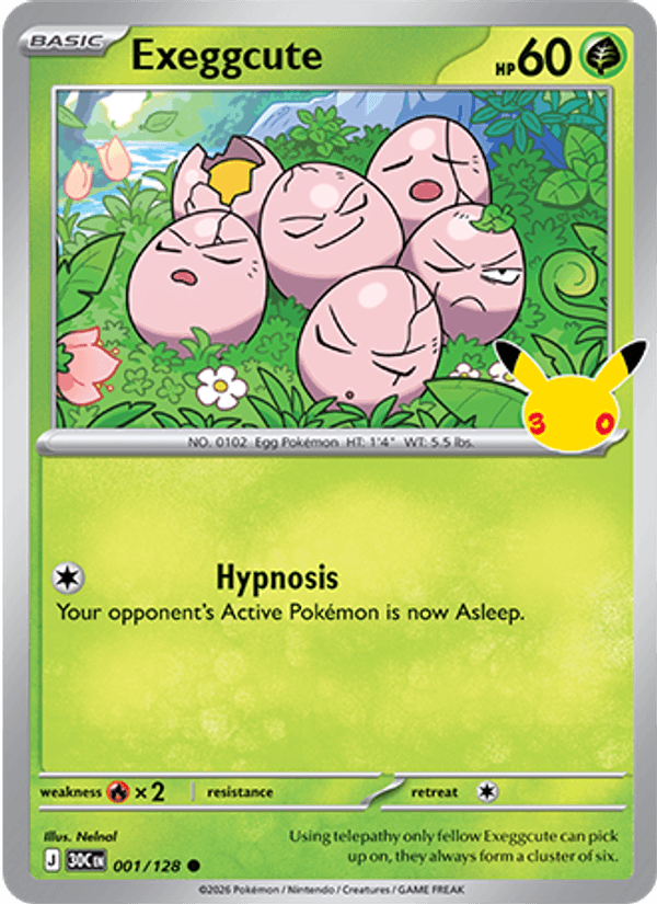 Exeggcute 001 — 30th Celebration (English Pokémon TCG card)