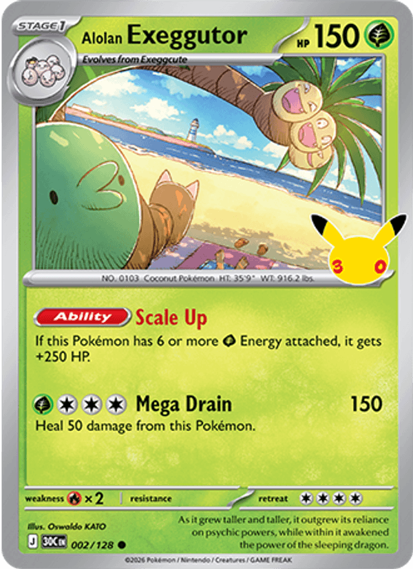 Alolan Exeggutor 002 — 30th Celebration (English Pokémon TCG card)