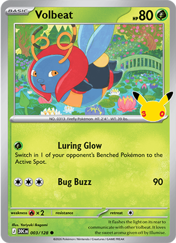 Volbeat 003 — 30th Celebration (English Pokémon TCG card)