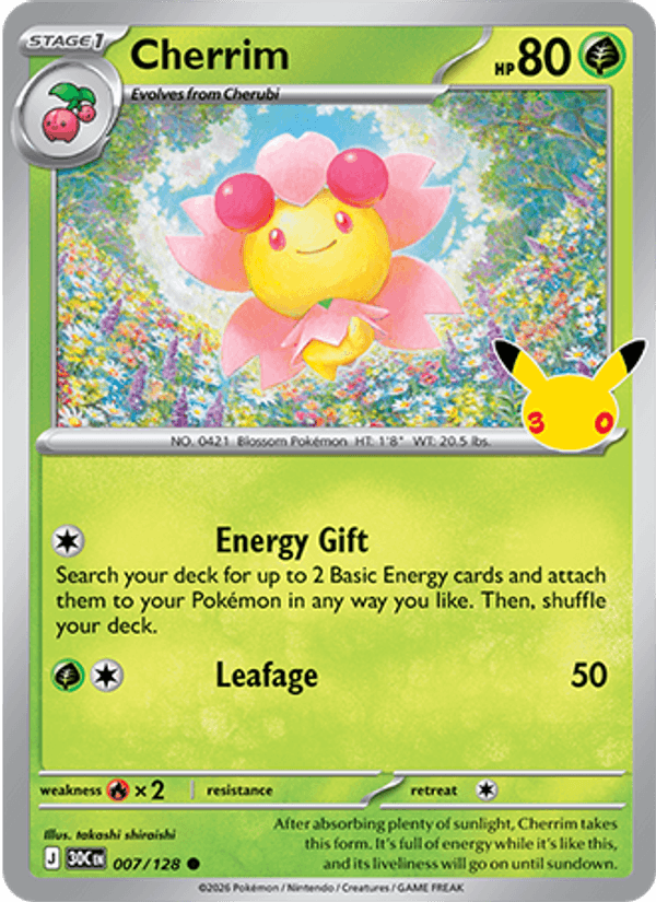 Cherrim 007 — 30th Celebration (English Pokémon TCG card)
