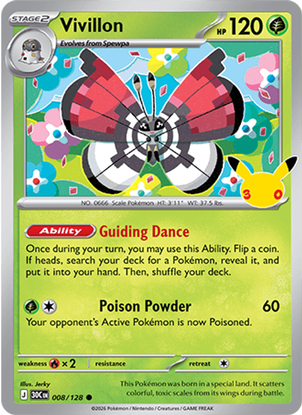 Vivillon 008 — 30th Celebration (English Pokémon TCG card)