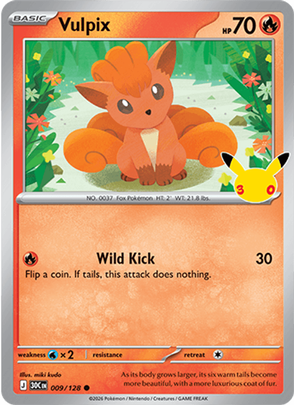 Vulpix 009 — 30th Celebration (English Pokémon TCG card)