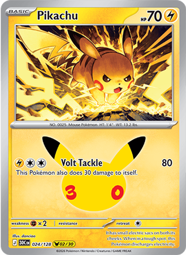 Pikachu 024 — 30th Celebration (English Pokémon TCG card)