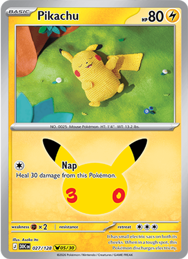 Pikachu 027 — 30th Celebration (English Pokémon TCG card)