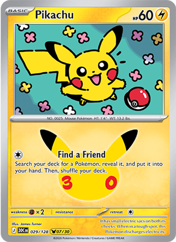 Pikachu 029 — 30th Celebration (English Pokémon TCG card)