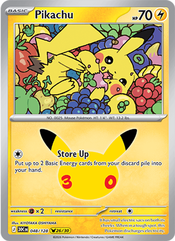 Pikachu 048 — 30th Celebration (English Pokémon TCG card)