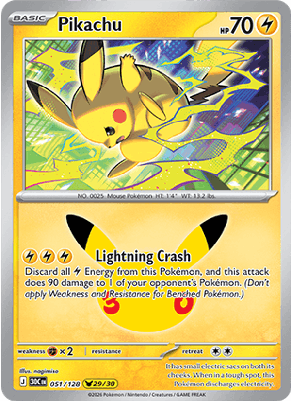 Pikachu 051 — 30th Celebration (English Pokémon TCG card)