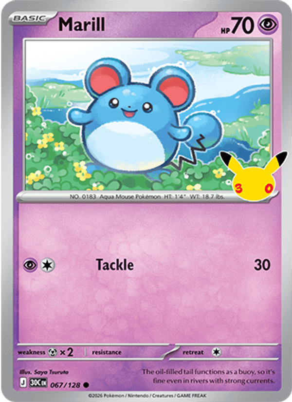Marill 067 — 30th Celebration (English Pokémon TCG card)
