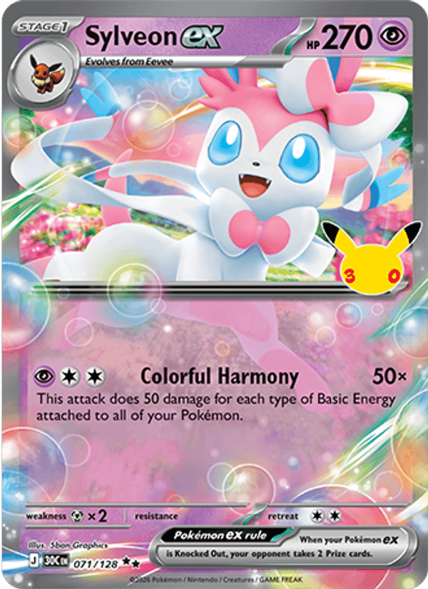 Sylveon ex 071 — 30th Celebration (English Pokémon TCG card)