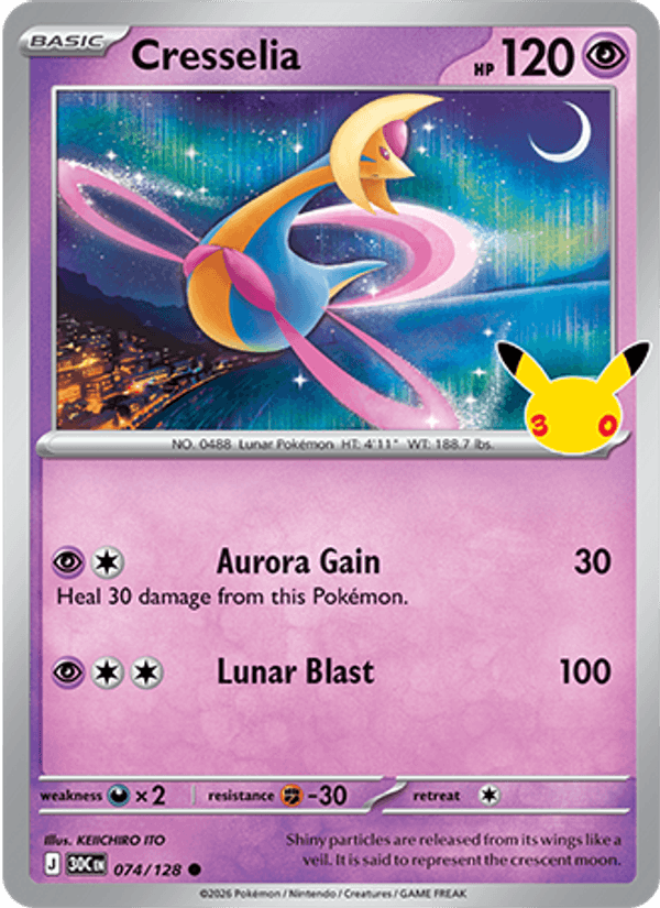 Cresselia 074 — 30th Celebration (English Pokémon TCG card)