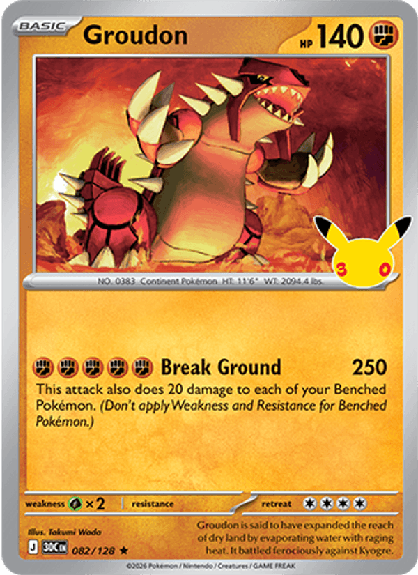 Groudon 082 — 30th Celebration (English Pokémon TCG card)