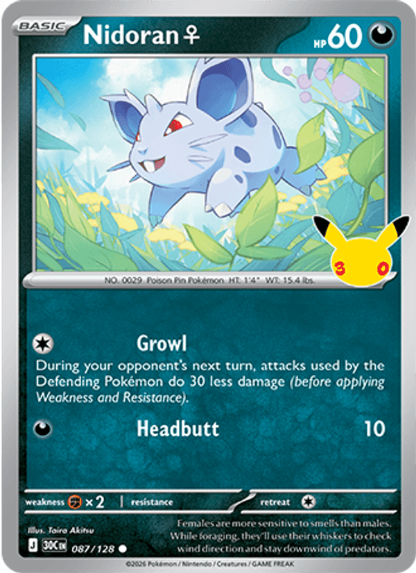 Nidoran♀ 087 — 30th Celebration (English Pokémon TCG card)