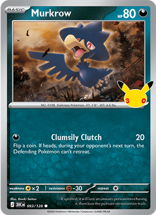 Murkrow 093 — 30th Celebration (English Pokémon TCG card)