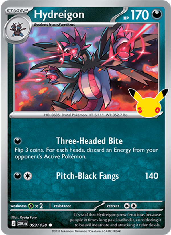 Hydreigon 099 — 30th Celebration (English Pokémon TCG card)
