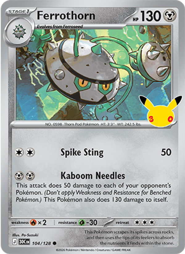 Ferrothorn 104 — 30th Celebration (English Pokémon TCG card)