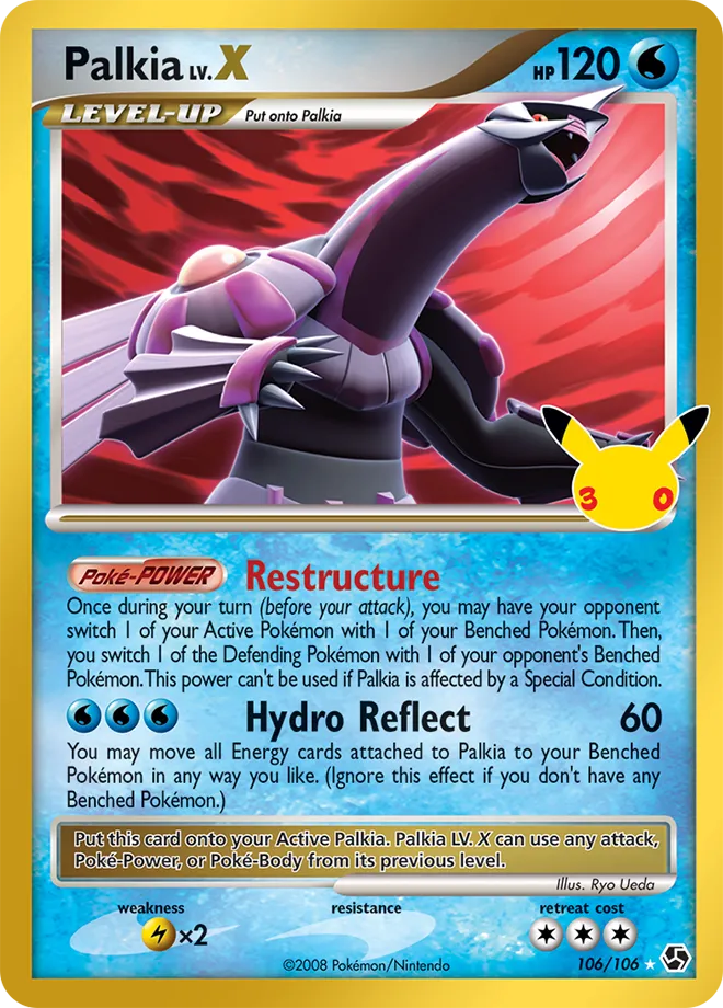 Palkia LV.X 106/106 — 30th Celebration (English Pokémon TCG card)