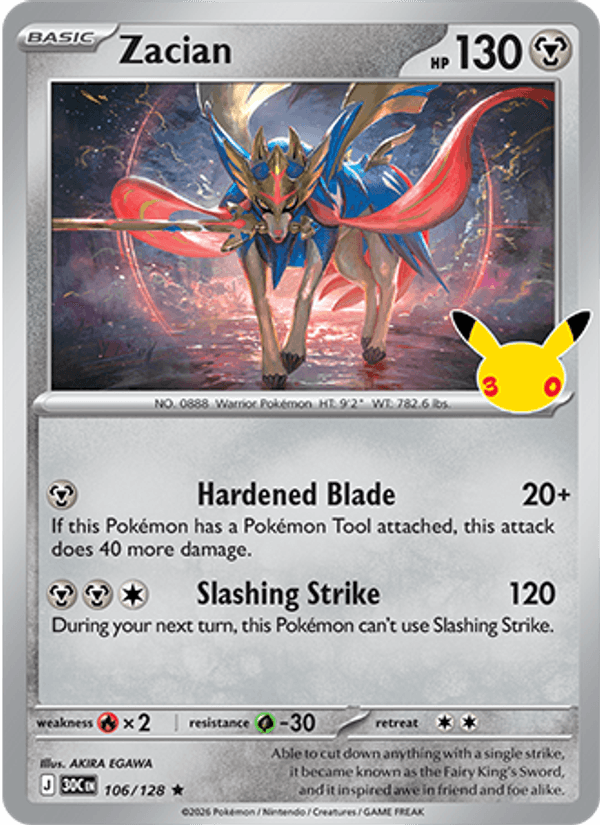 Zacian 106 — 30th Celebration (English Pokémon TCG card)
