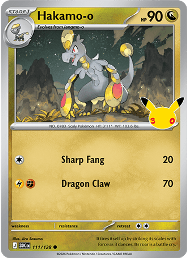 Hakamo-o 111 — 30th Celebration (English Pokémon TCG card)