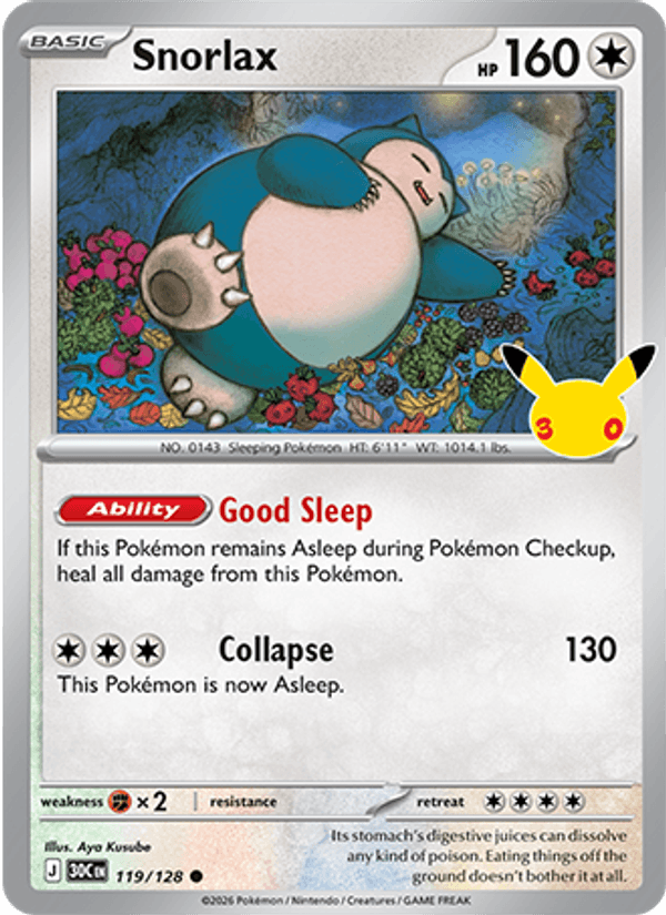 Snorlax 119 — 30th Celebration (English Pokémon TCG card)