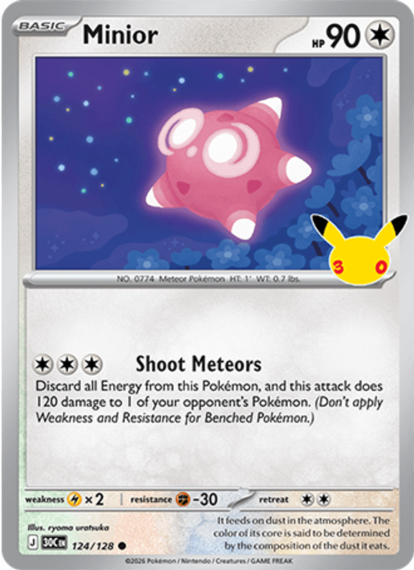 Minior 124 — 30th Celebration (English Pokémon TCG card)