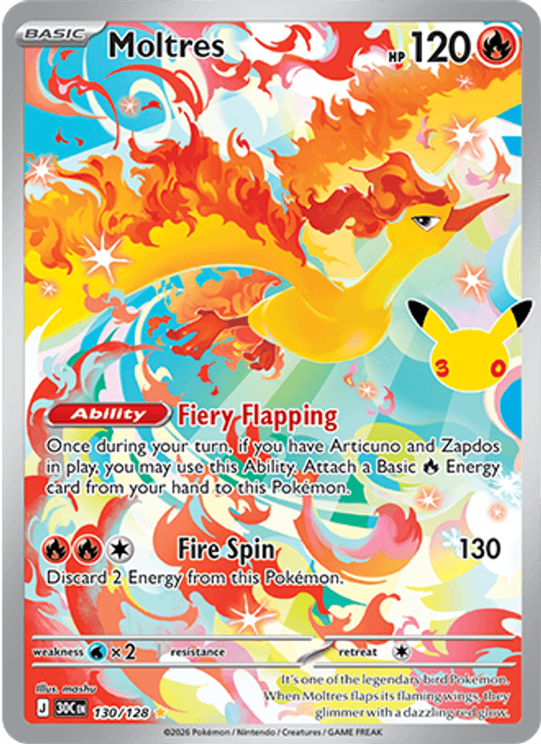 Moltres 130 — 30th Celebration (English Pokémon TCG card)
