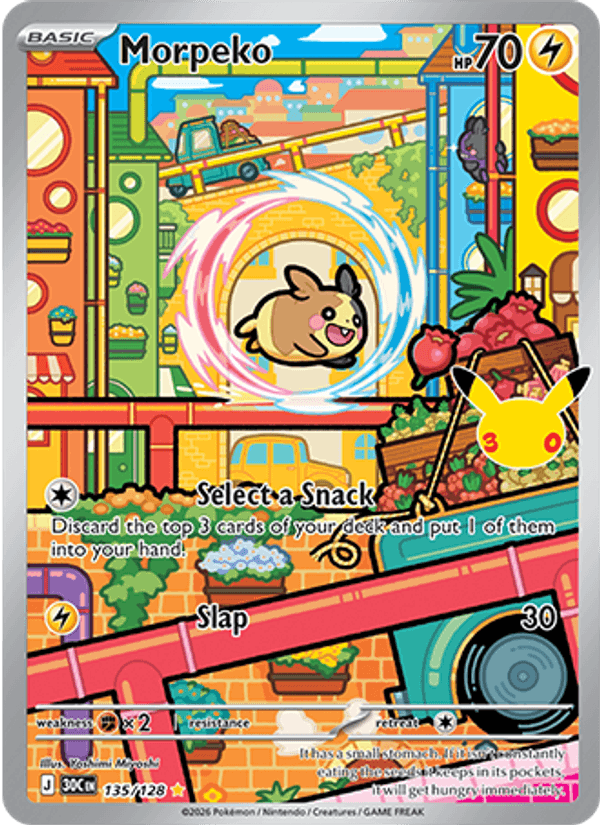Morpeko 135 — 30th Celebration (English Pokémon TCG card)