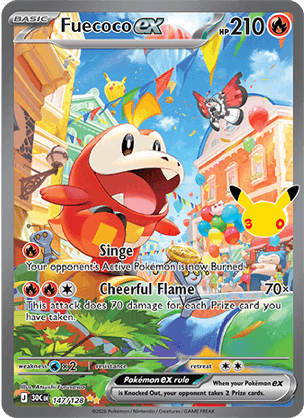 Fuecoco ex 147 — 30th Celebration (English Pokémon TCG card)