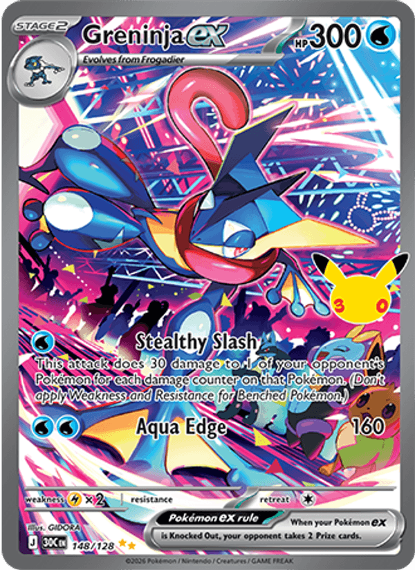 Greninja ex 148 — 30th Celebration (English Pokémon TCG card)