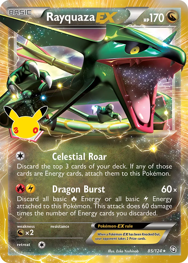 Rayquaza-EX 85/124 — 30th Celebration (English Pokémon TCG card)