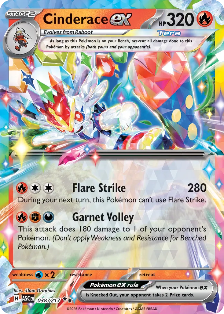 Cinderace ex 038/217 — Ascended Heroes (English Pokémon TCG card)