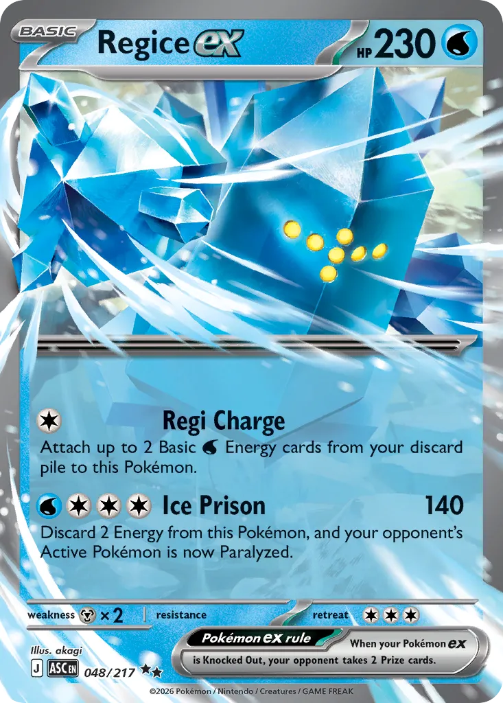 Regice ex 048/217 — Ascended Heroes (English Pokémon TCG card)